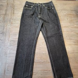 Trust Jeans Loose Baggy Mens 36x32 Black Denim Jeans Straight Leg